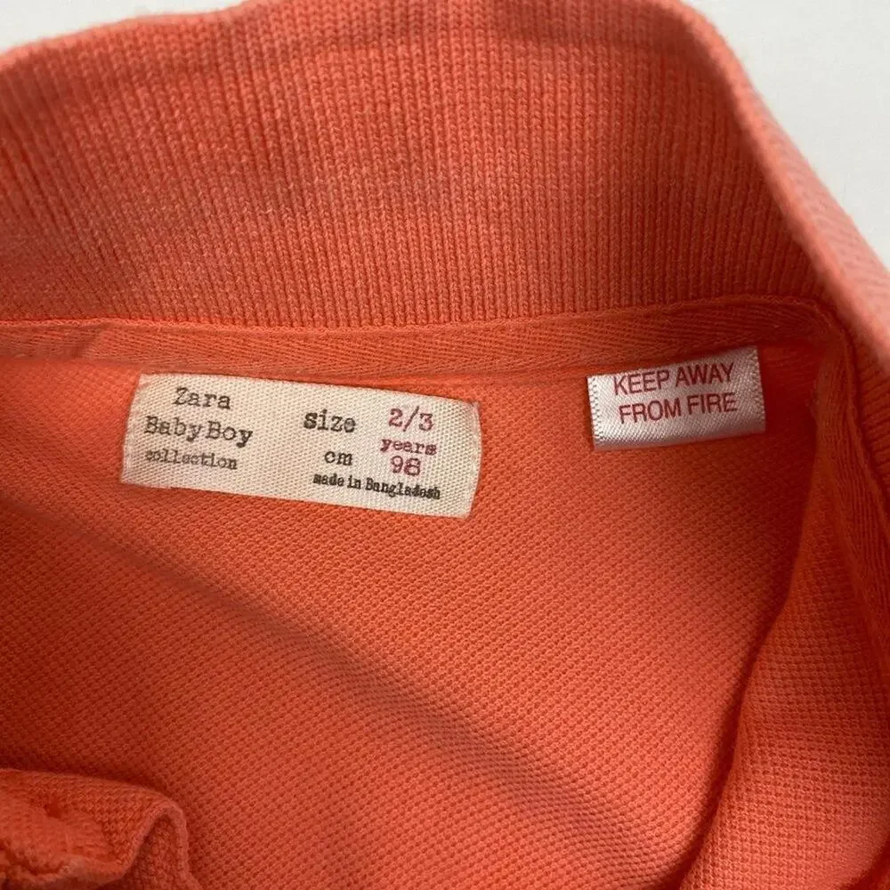 Zara Boys Short Sleeve Coral Orange Polo Shirt 2-3